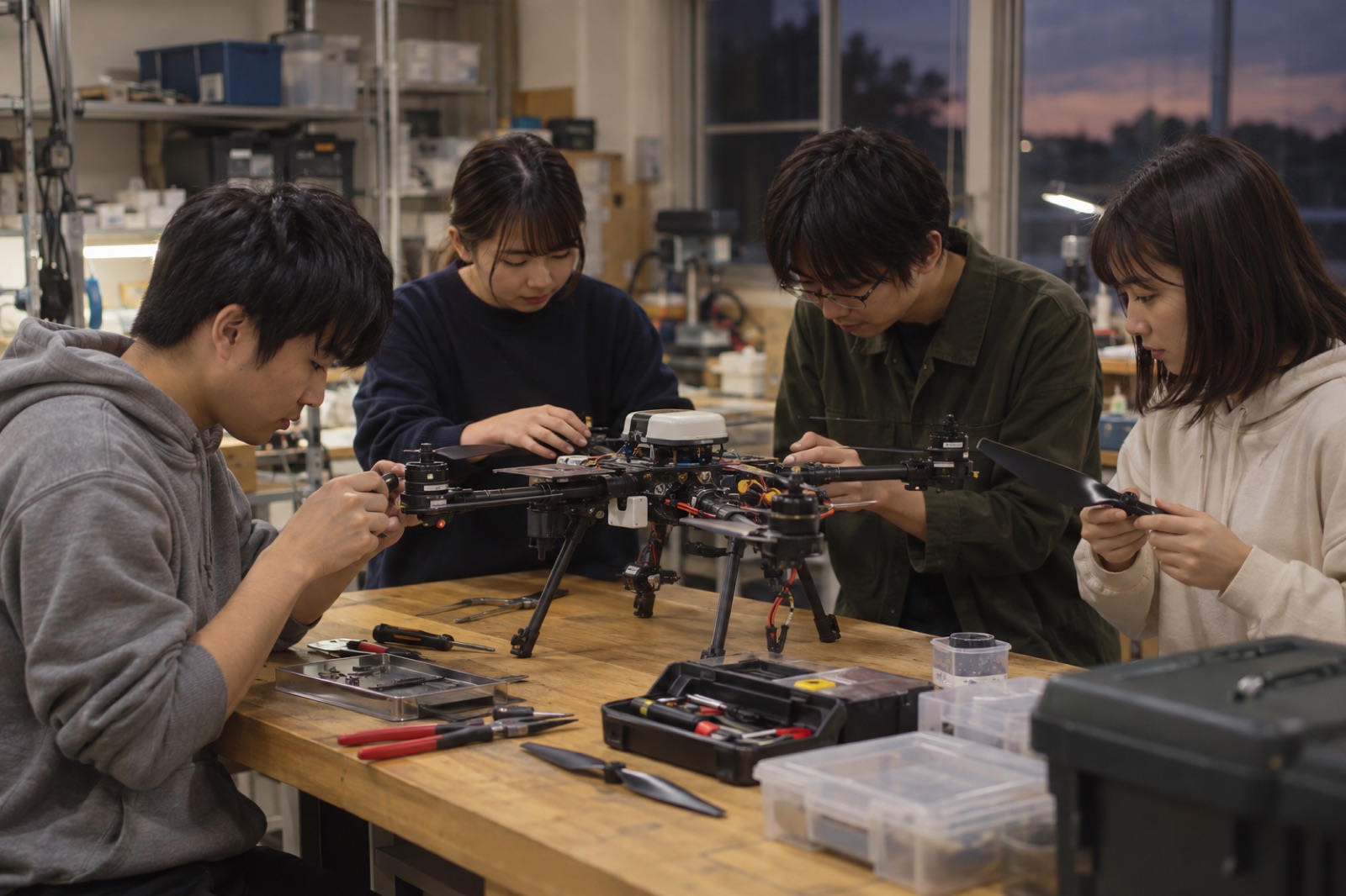 ドローン研究会の活動のようす