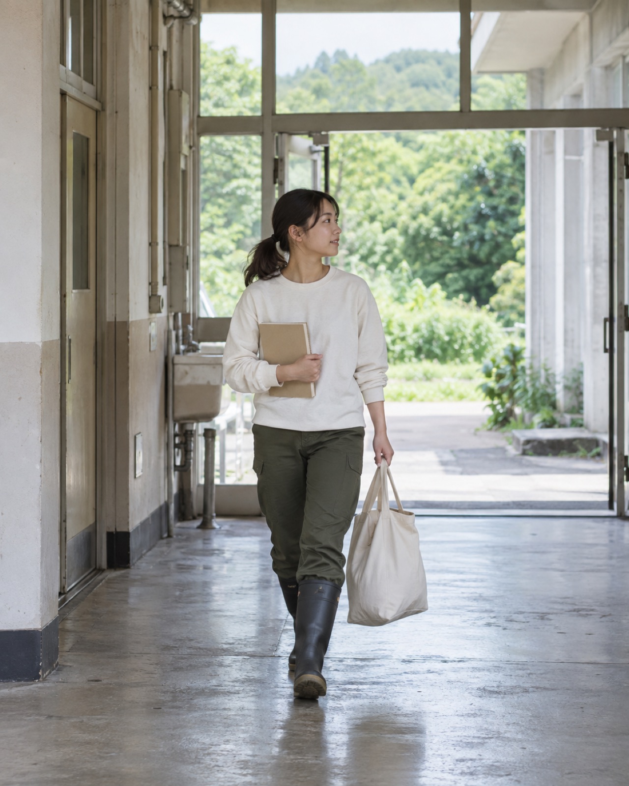 実習へ向かう学生
